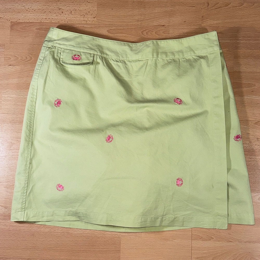 Kate Hill Crab Embroidered Green Skort